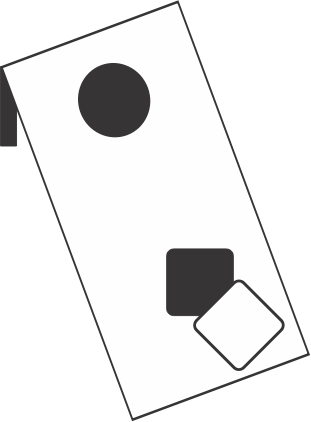 Board with a circular hole and square bags