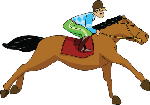 Jockey riding his horse