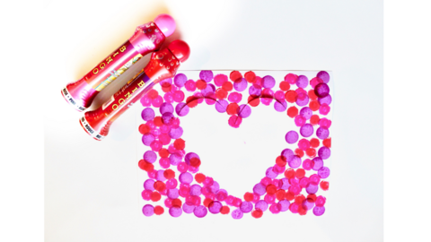 Heart made out of bingo daubers