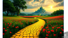 yellow bricks surrounded by a field of flowers
